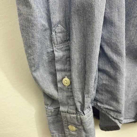 Denim & Supply Ralph Lauren Womens M Shirt Cotton Blue Pinstripe Button Front - Picture 4 of 7